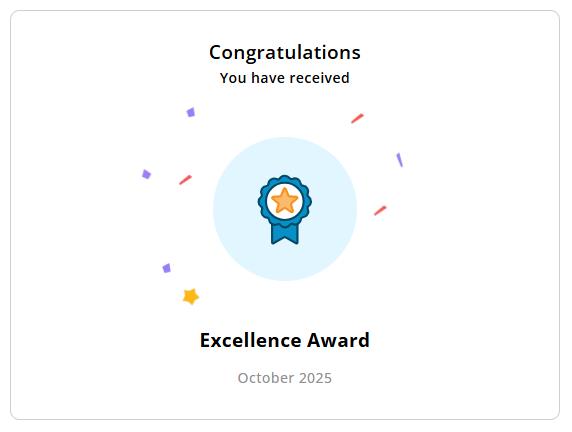 🏆 Excellence Award (Oct'25) Certificate